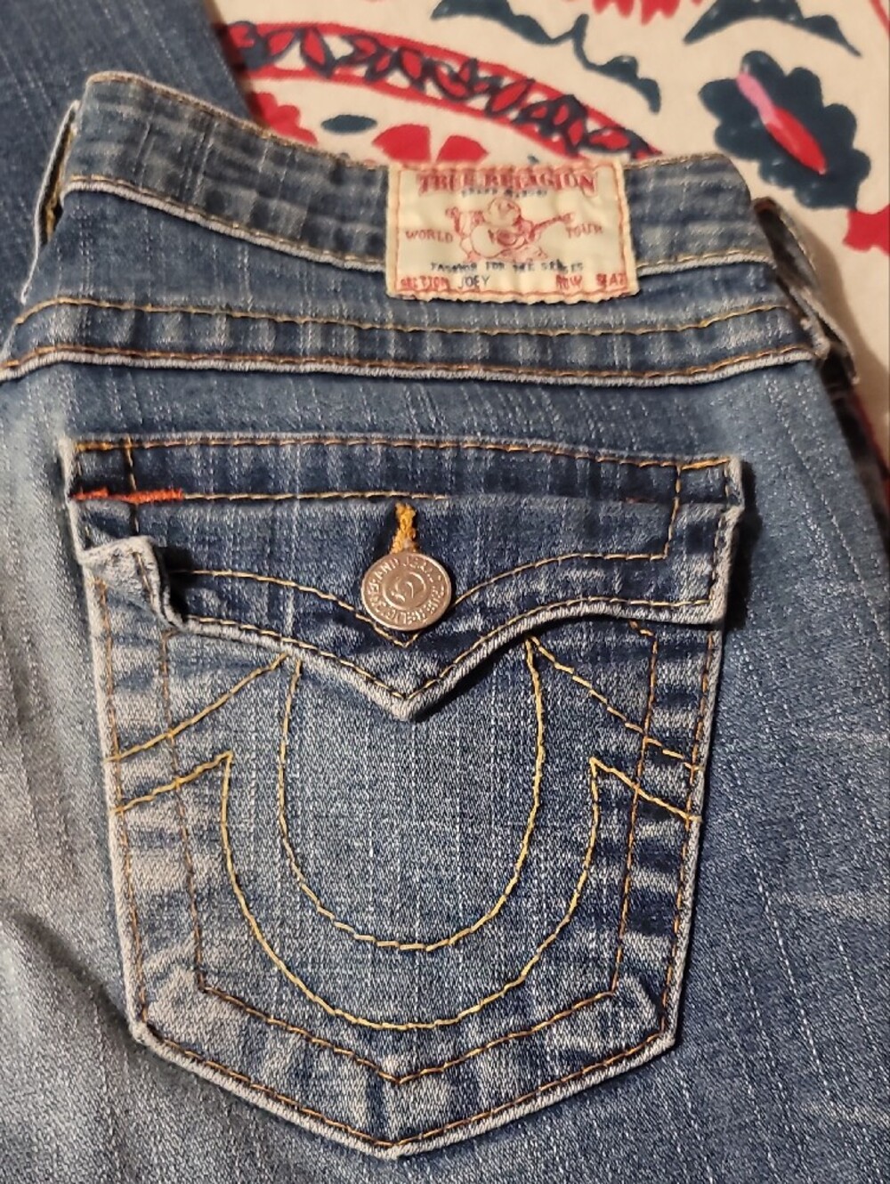 True Religion Women's Faded Blue Retro Flare Jeans